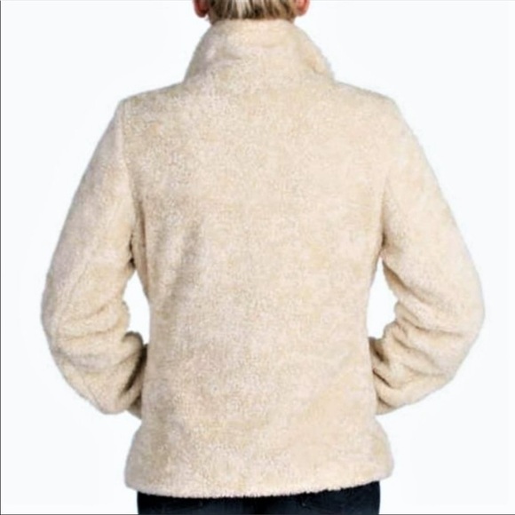 Pendleton Sherpa Cream Zip Jacket Blue Plaid Accents XL Gorpcore cozy - Picture 3 of 15